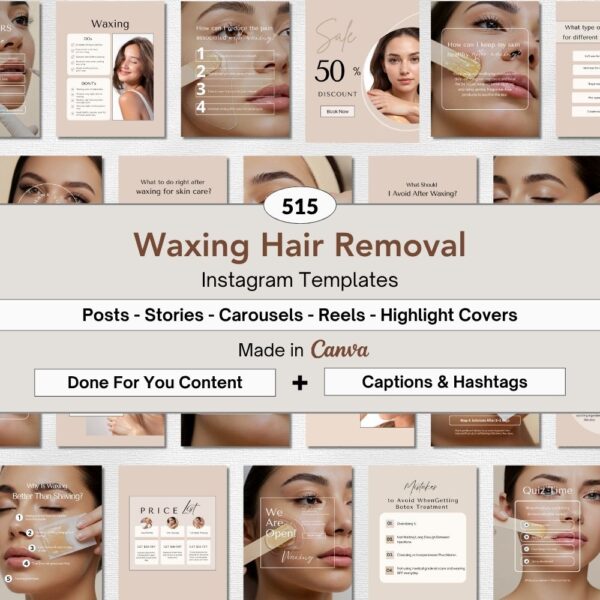 waxing hair removal instagram templates